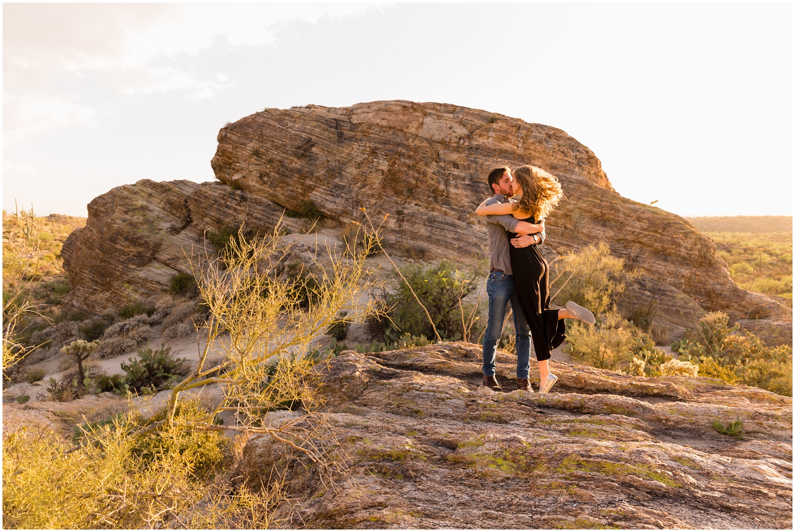 Who wouldn't want to dance on top of boulders during their Arizona adventure session?! This couple sure did and had so much fun! | Clarissa Wylde Photography