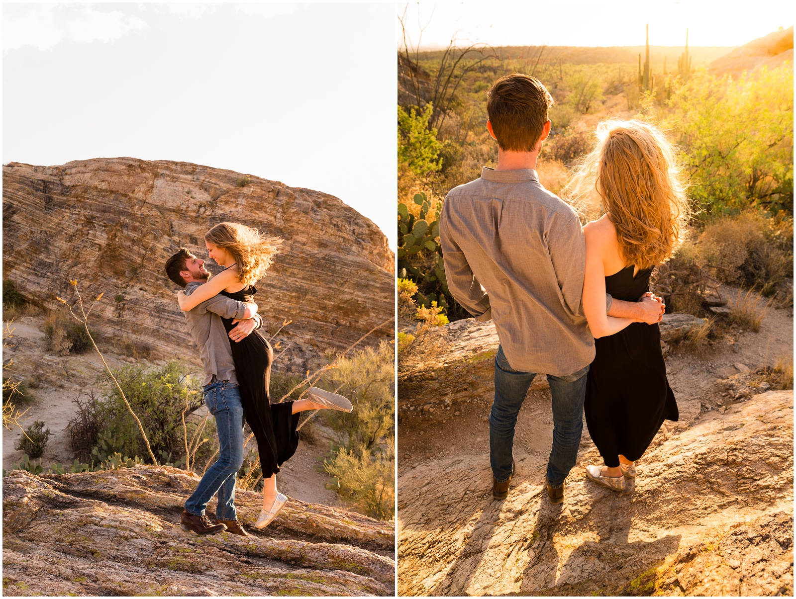 Have a ton of fun like this couple adventuring through the Arizona dessert during their adventure photography session with Clarissa Wylde Photography.