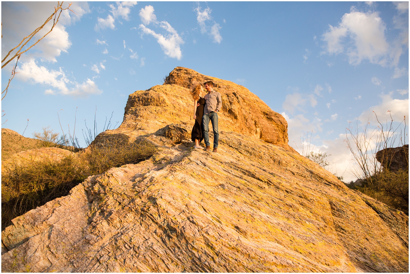 Bouldering is totally optional during your Arizona adventure session with Clarissa of Clarissa Wylde Photography, but so much fun! This couple was up the rocks without a word from Clarissa because they just wanted to climb and see the views. 