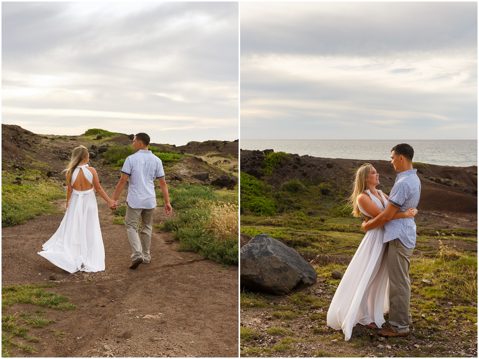 This couple explored Kaena Point on Oahu on their wedding day.