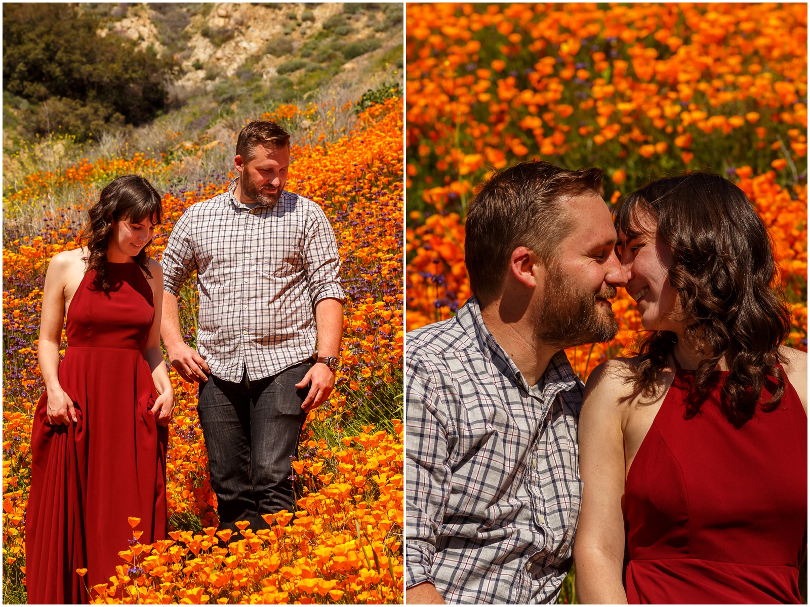 Spring engagement session in the wildflower fields