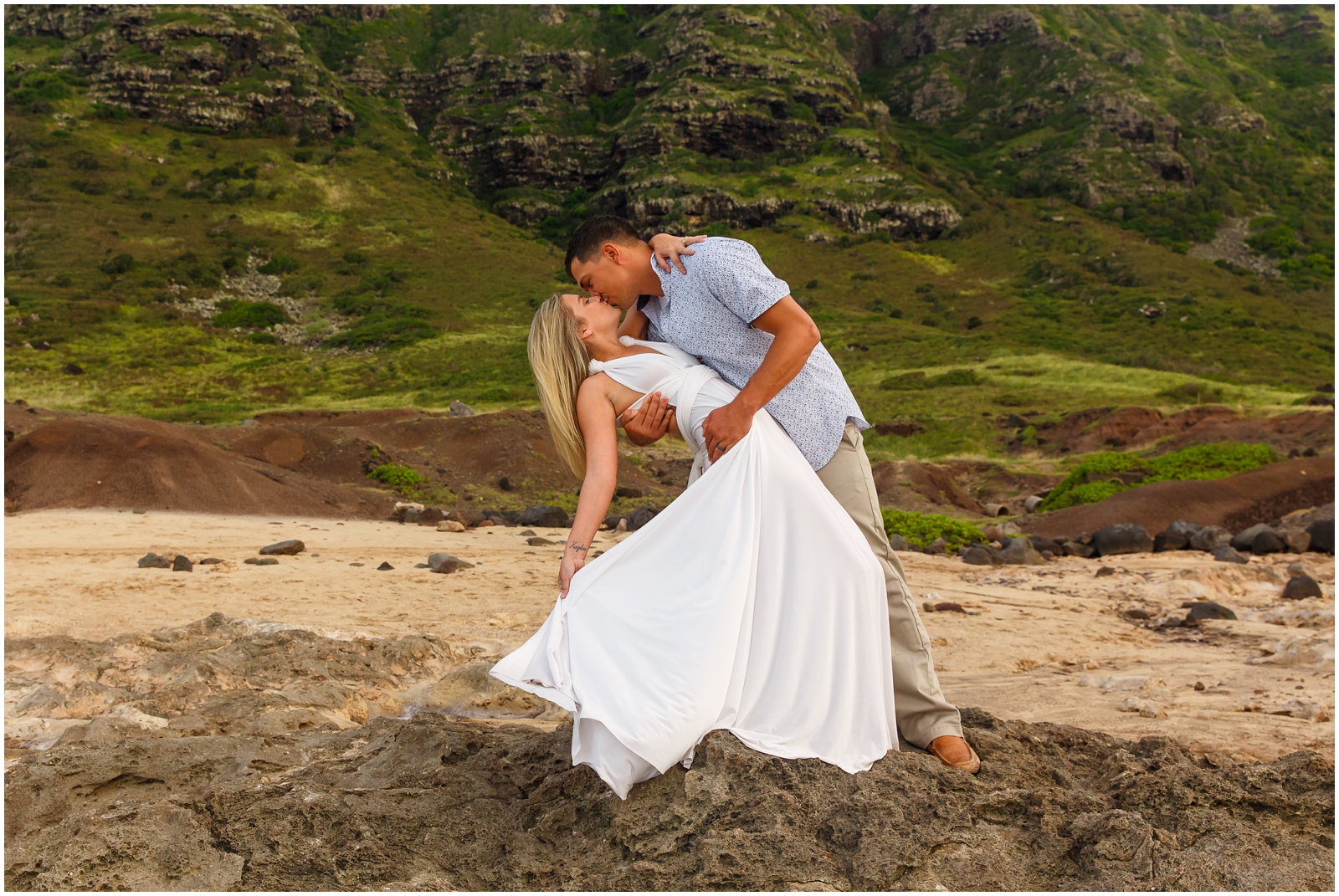 This couple eloped on the North Shore of Oahu, Hawaii.