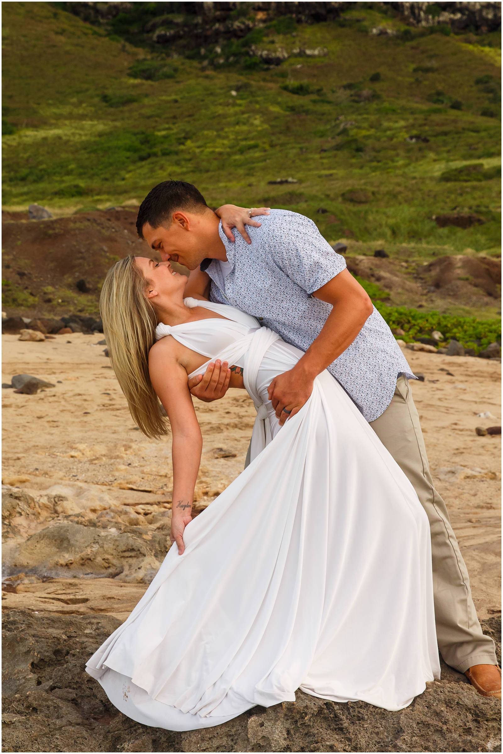 Wedding day snuggles on Oahu's North Shore!