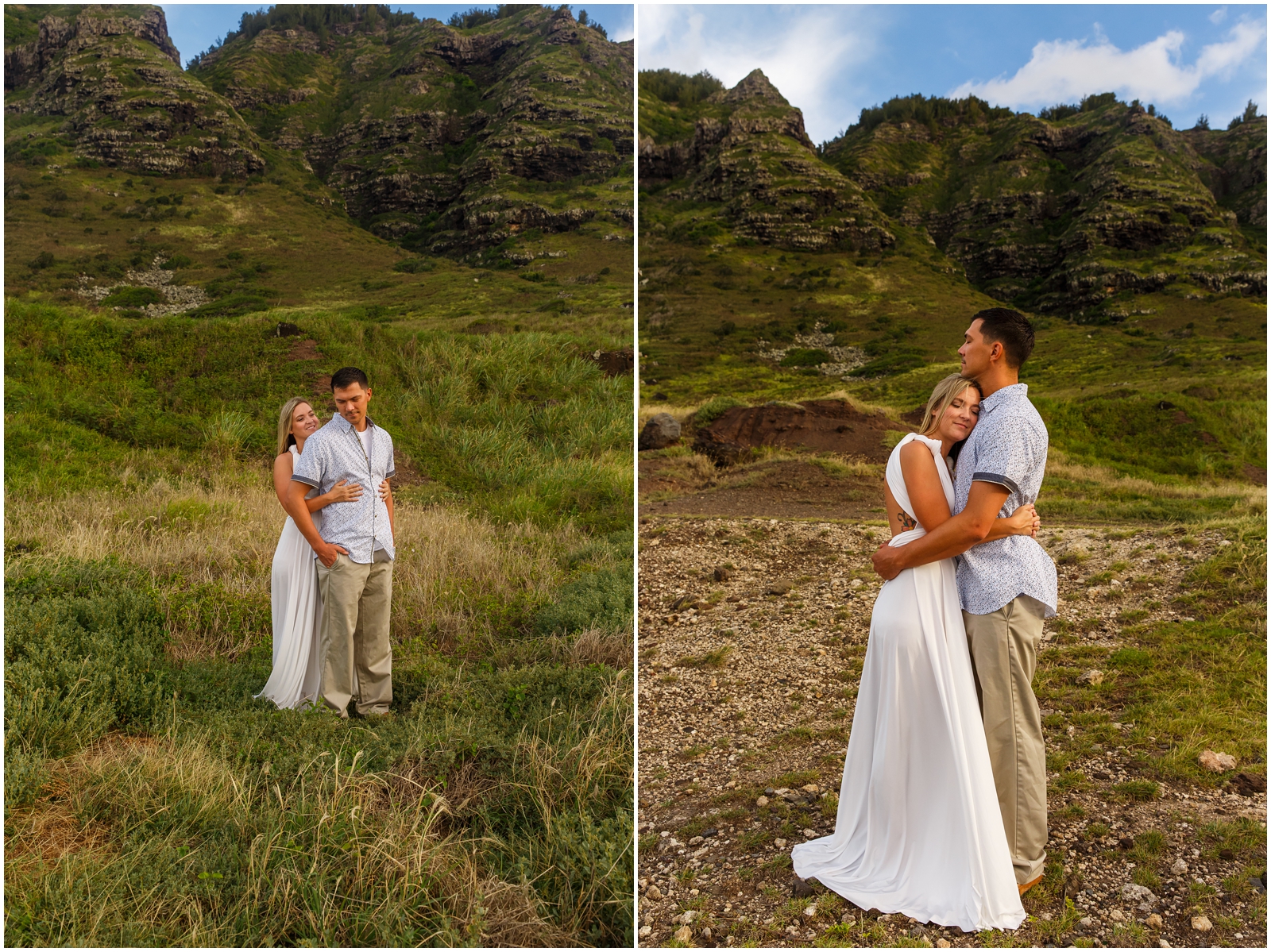 This couple hiked to their wedding venue on Oahu's North Shore.