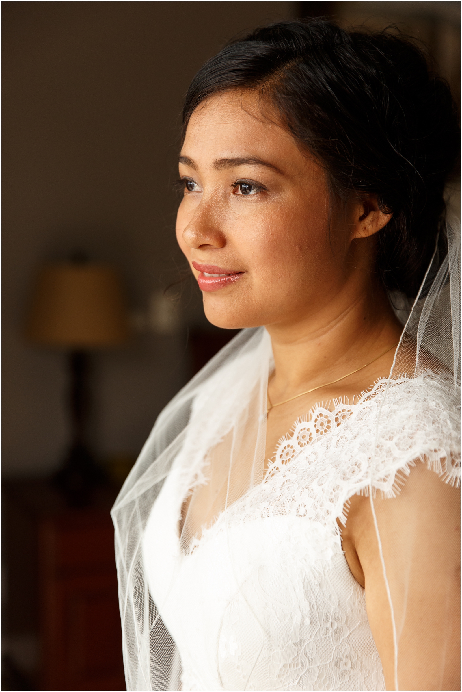 A bride getting ready in an airbnb for her intimate Nicaraguan wedding.