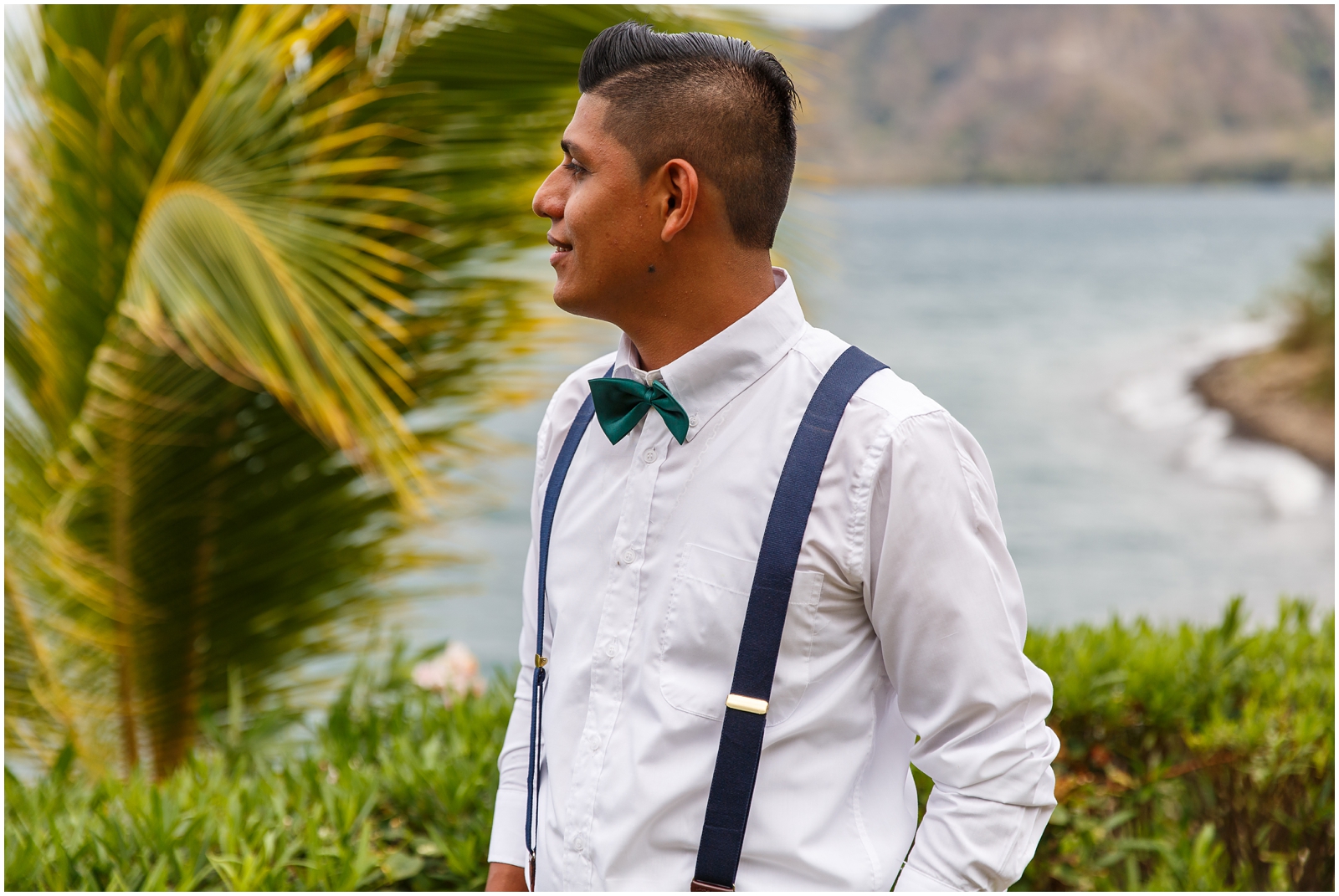 A groom at his small, Nicaraguan lakeside wedding.
