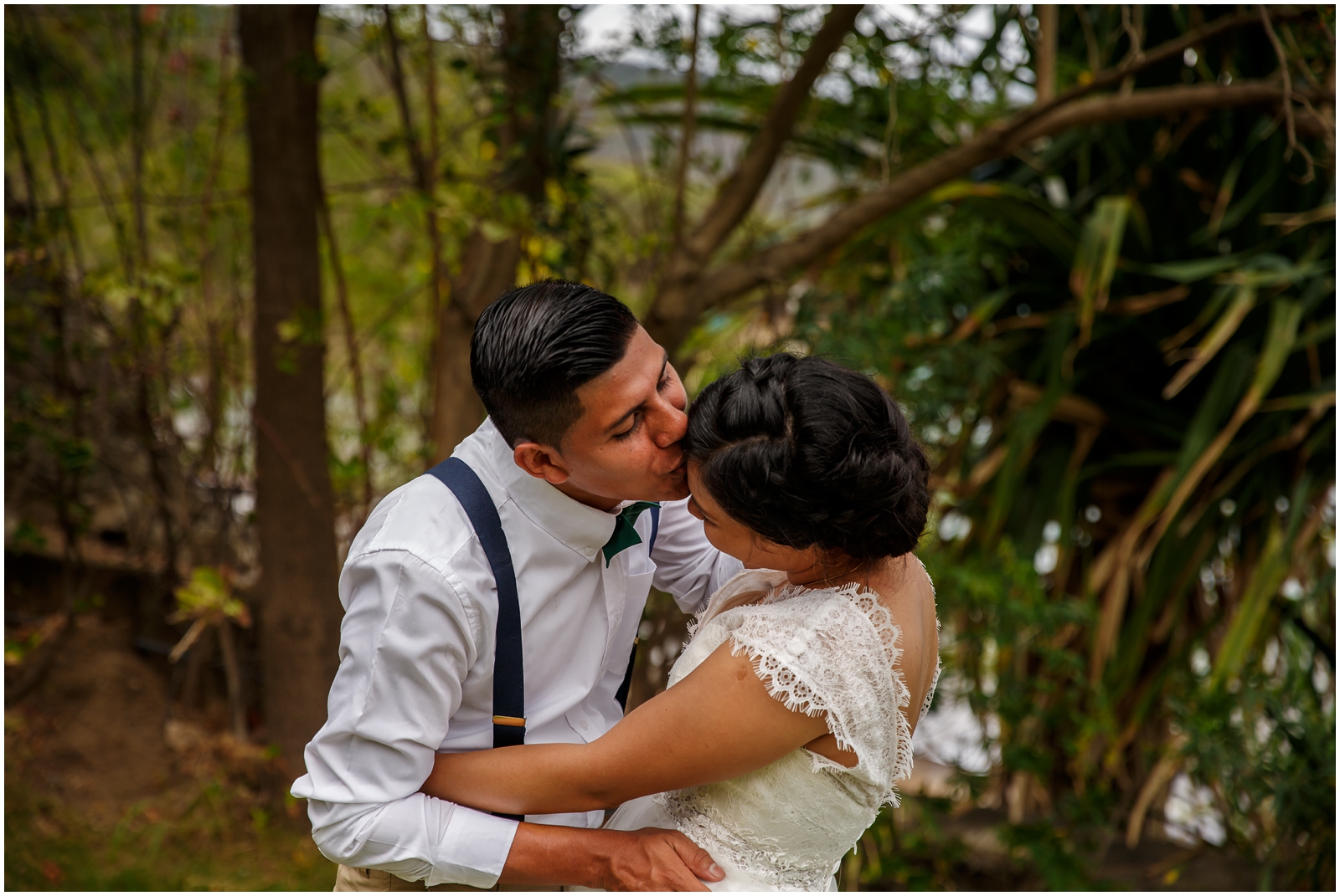 A couple having fun on their Nicaraguan wedding day.