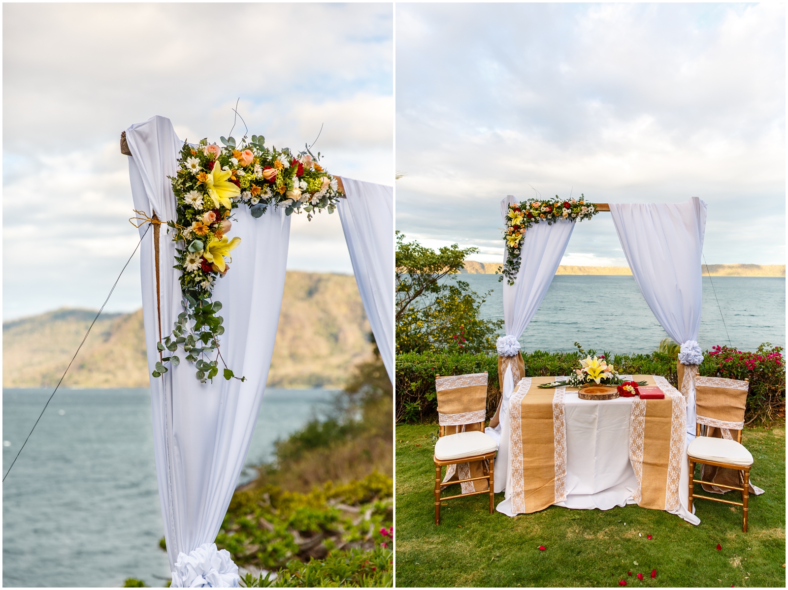 Lakeside Intimate Wedding Altar with Wildflowers