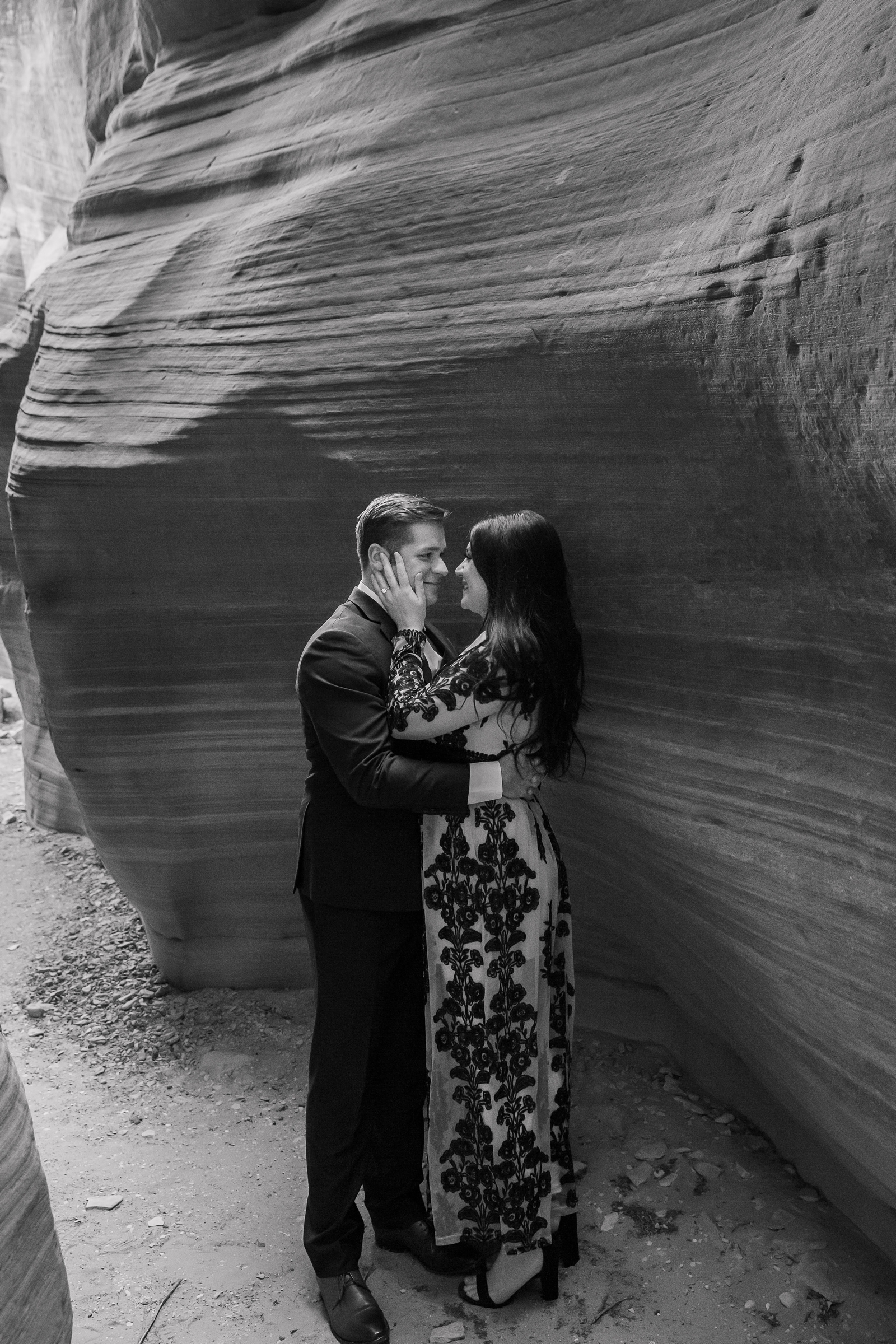 Epic couple in a Utah Slot Canyon for their engagement session.