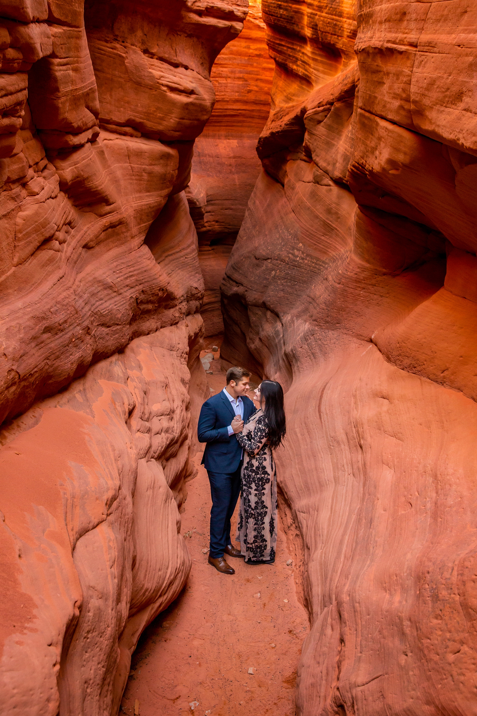This couple had their engagement photos in a red rock slot canyon.