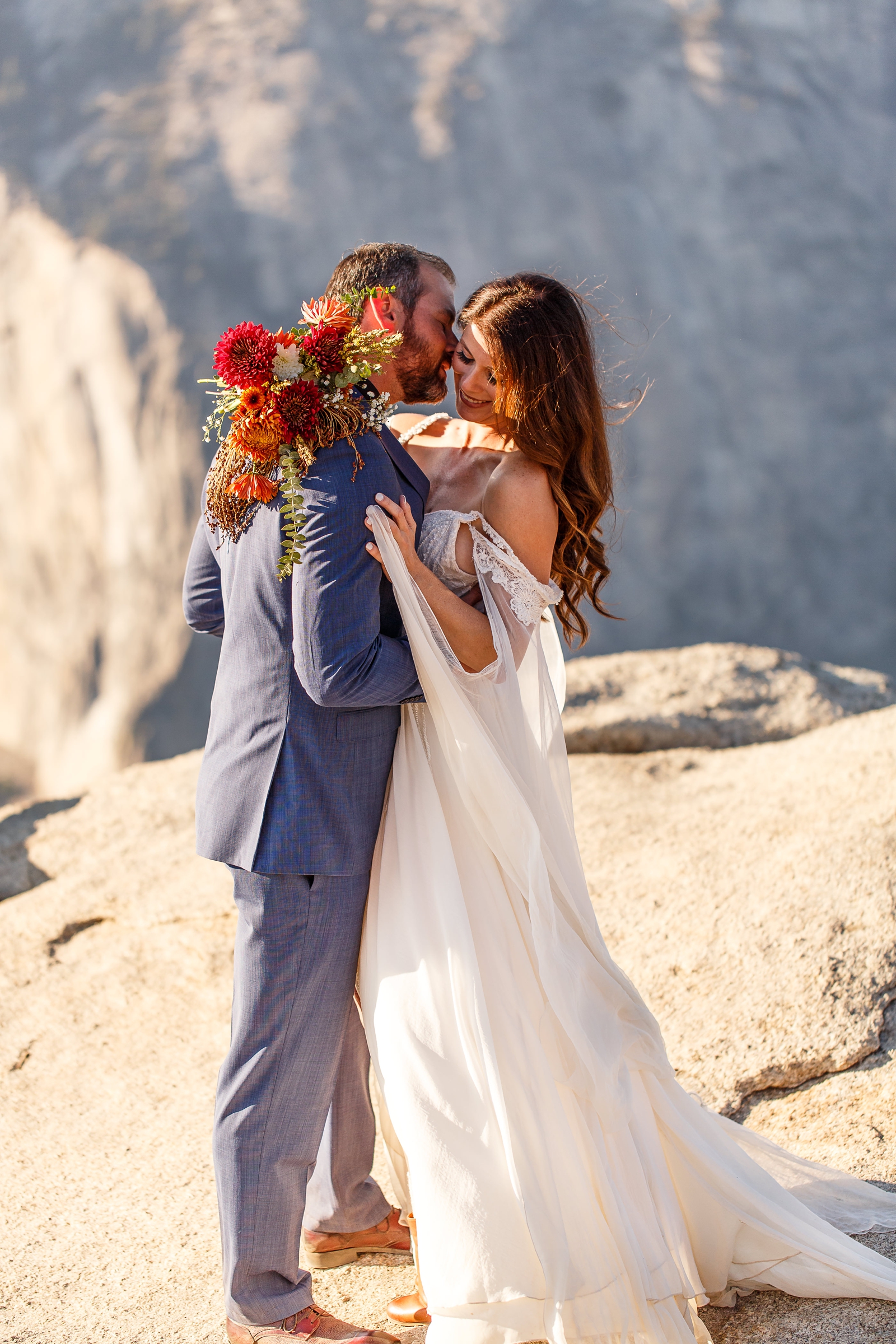 Giggling bride and groom at their Taft Point elopement.