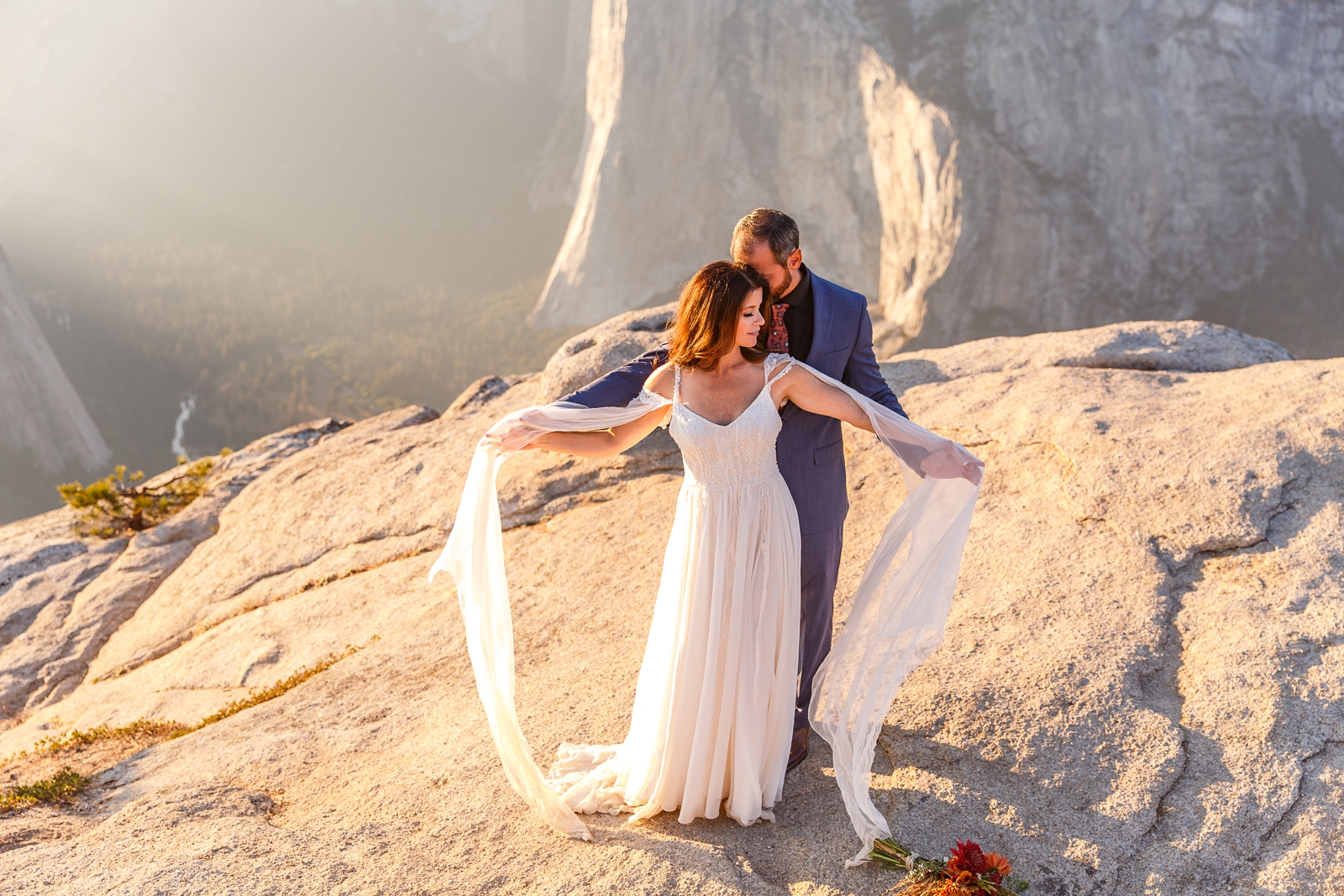 This couple felt free eloping in Yosemite at golden hour.