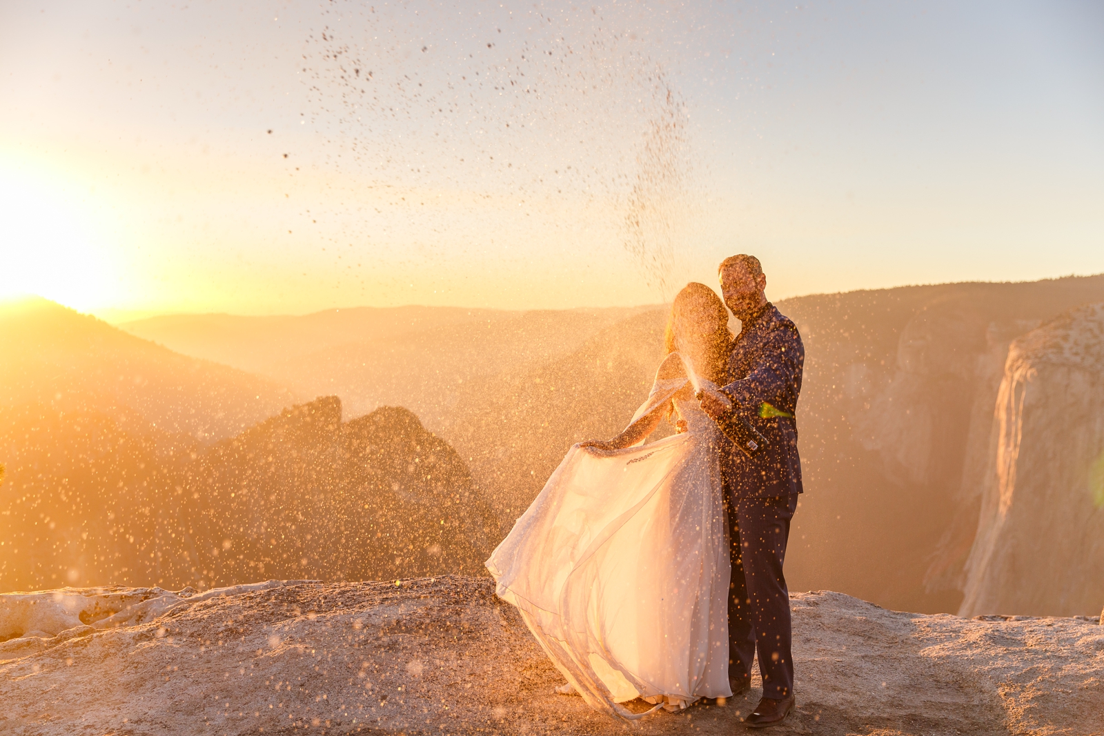 Dazzling champagne pop at this couple's Yosemite elopement.