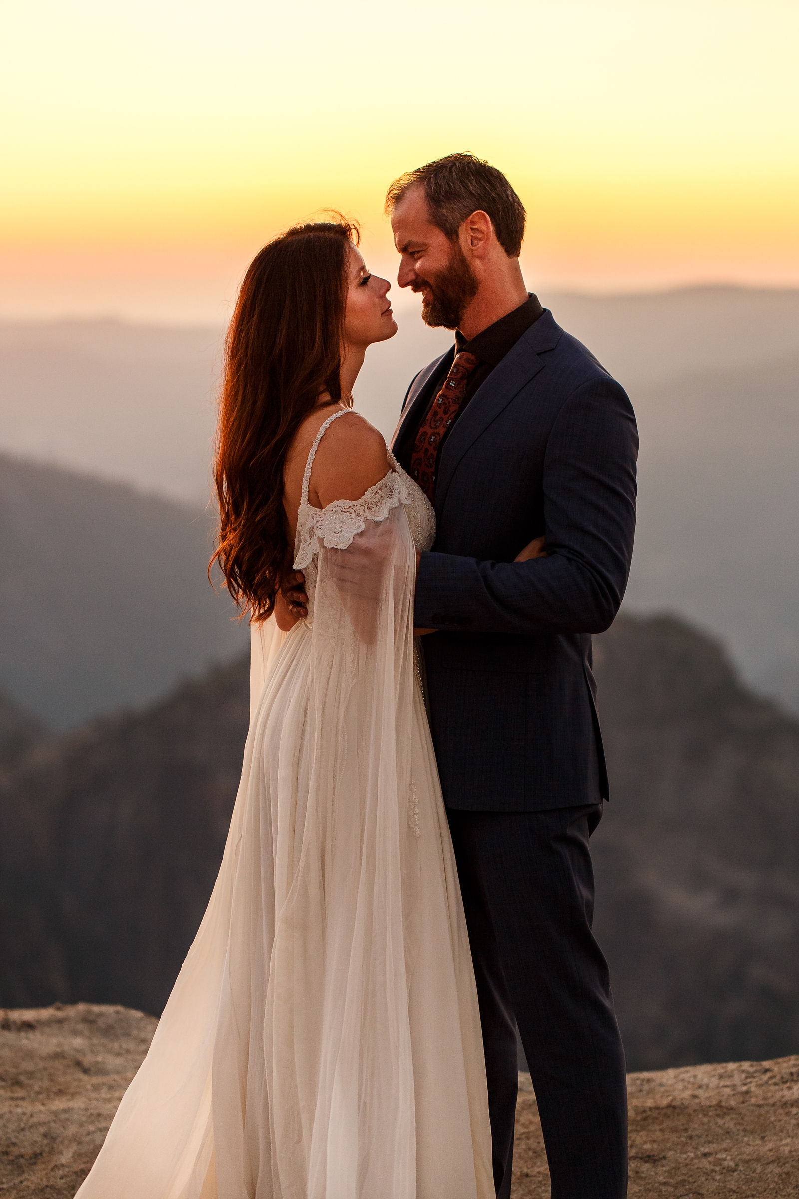 Tender moments at this couple's Taft Point sunset elopement.