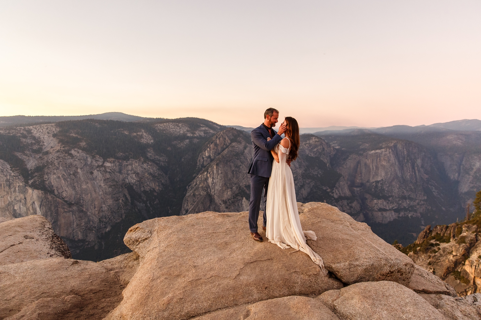 Tender moments at a Taft Point sunset elopement.