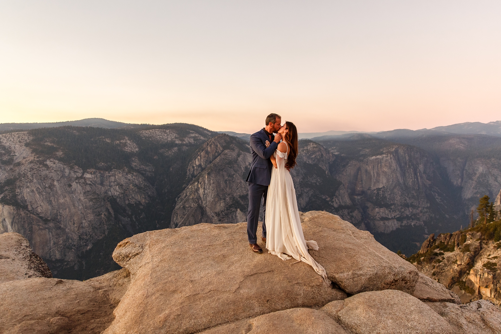 Magical first kiss at Taft Point Yosemite.