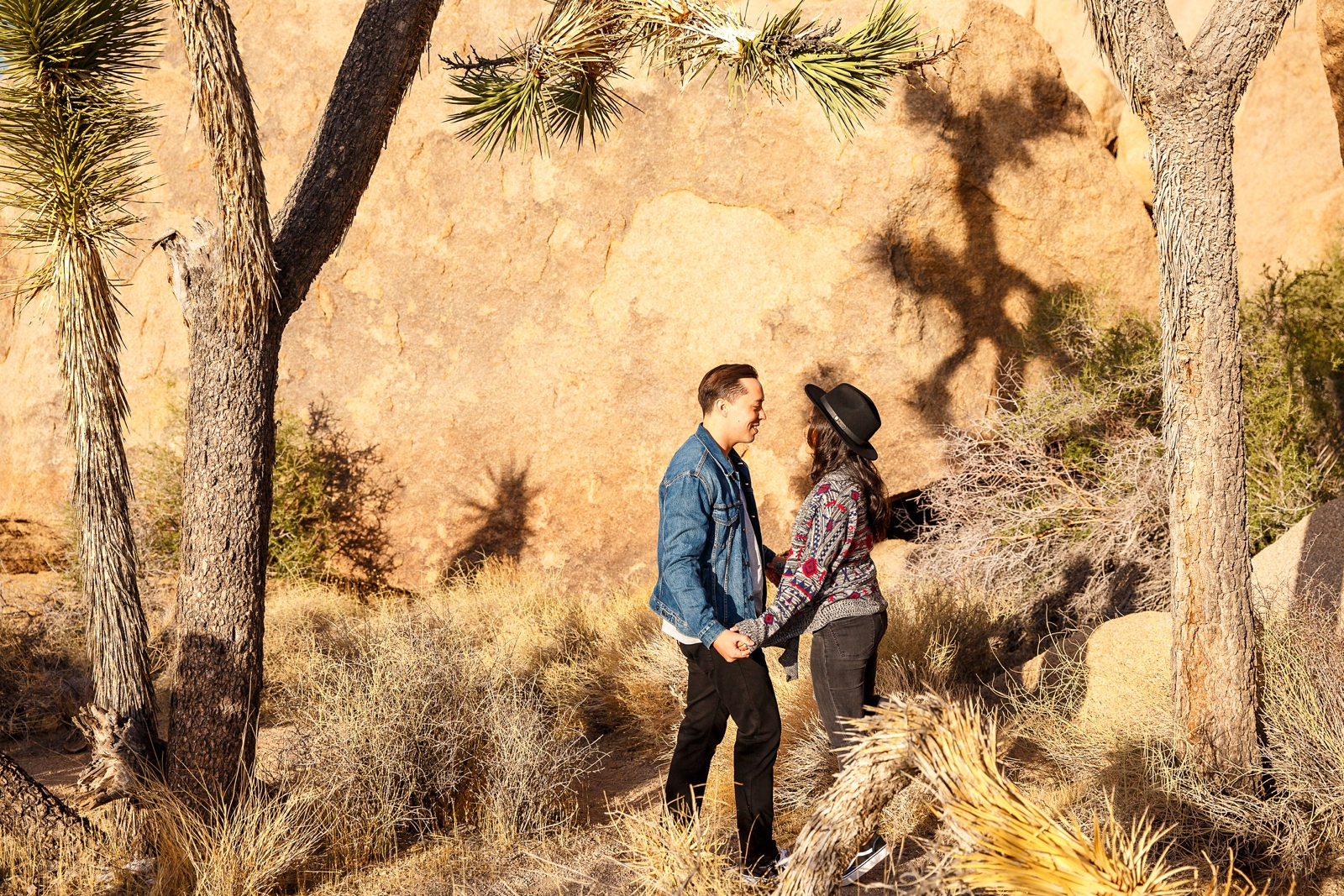 This engaged couple slow danced between Joshua Trees.