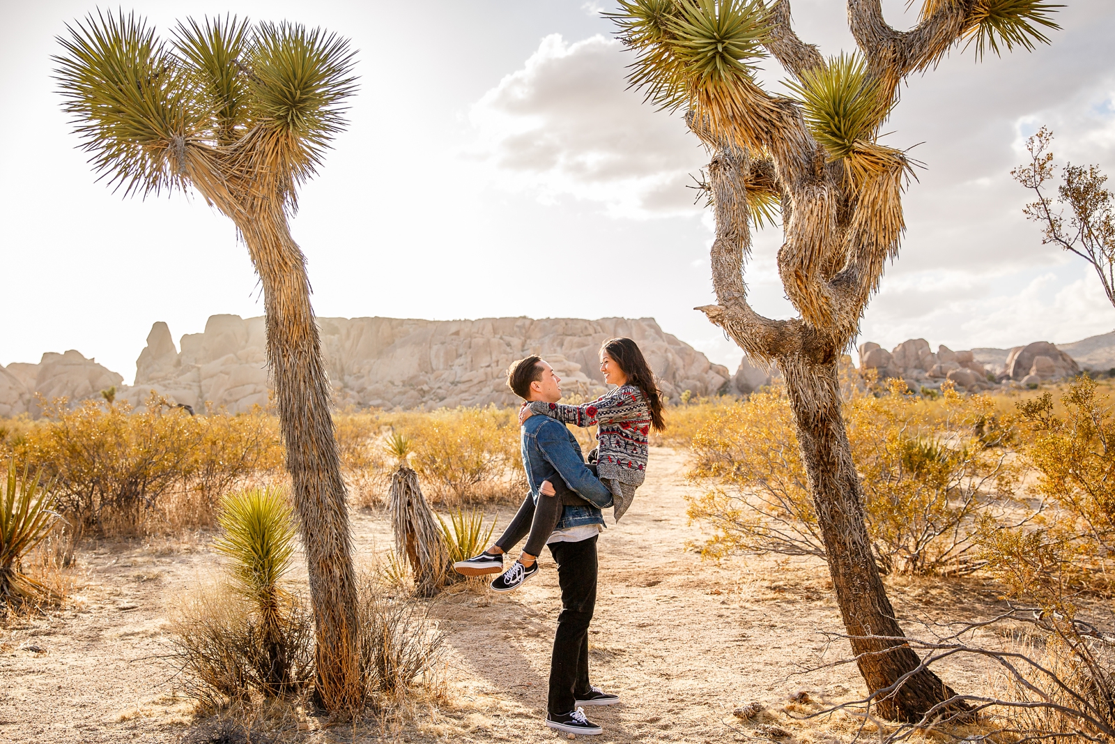This couple had their engagement photos done in Joshua Tree NP.