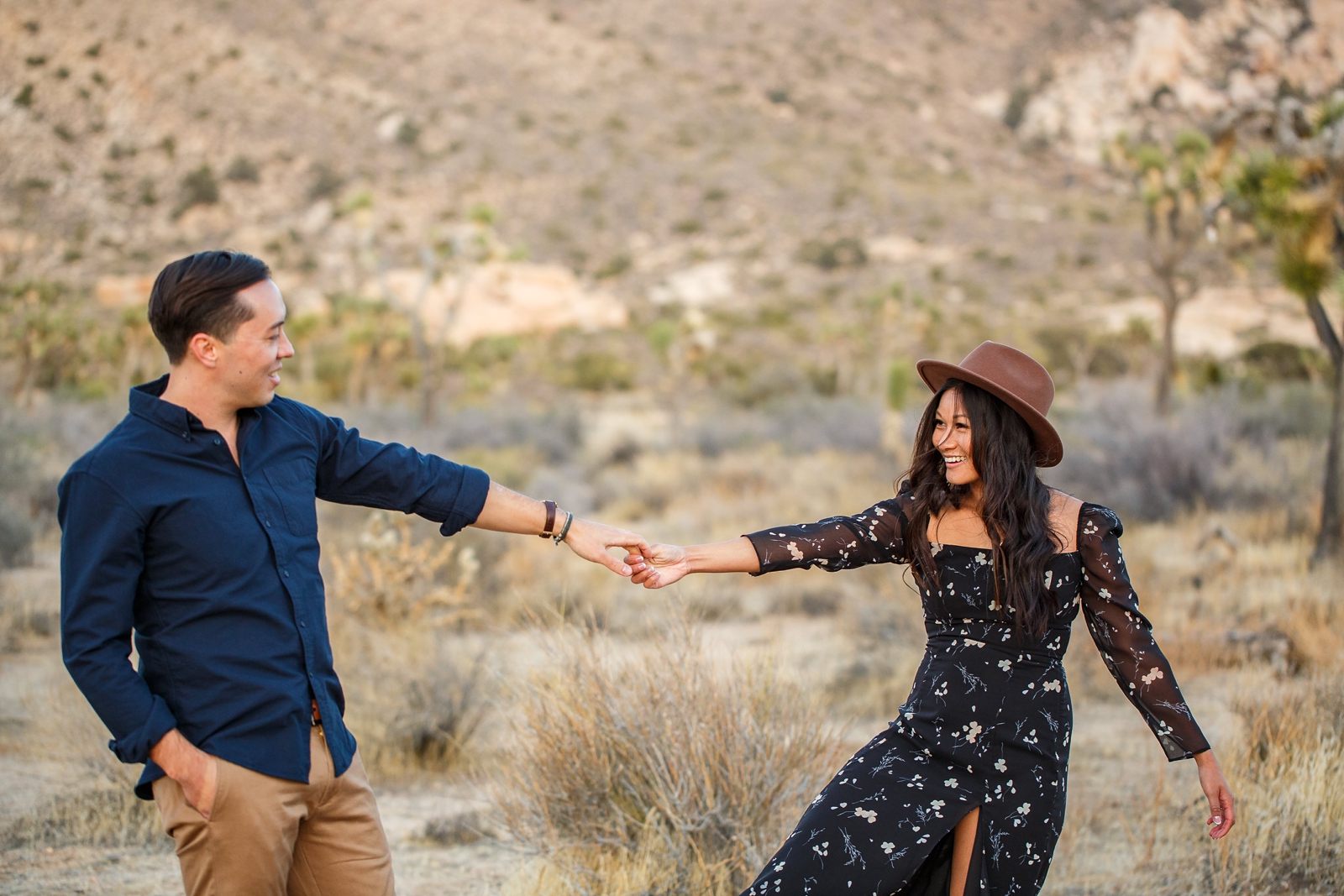 This engaged couple danced in Joshua Tree NP.