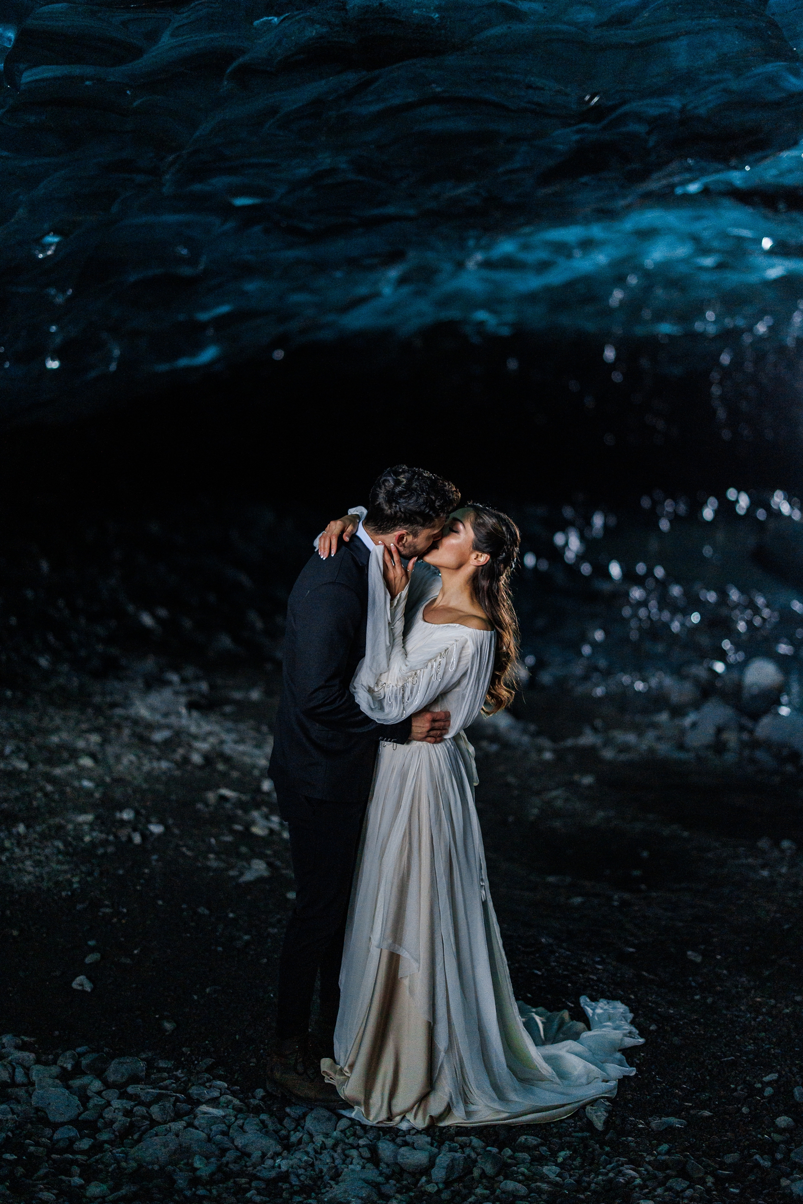 This couple hired an Iceland elopement photographer to capture their ice cave elopement. 