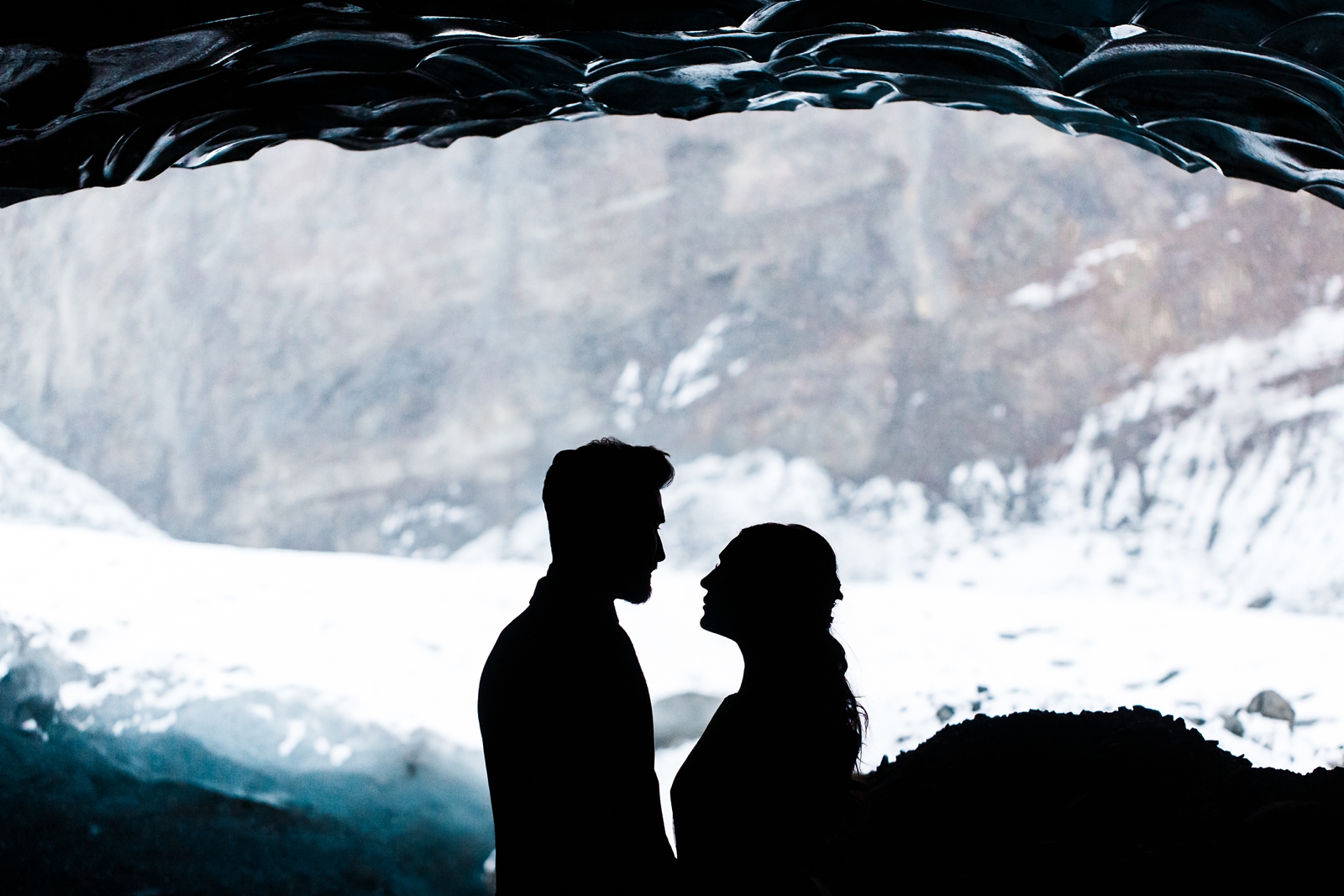 A tender moment between this bride and groom on their Iceland elopement day.