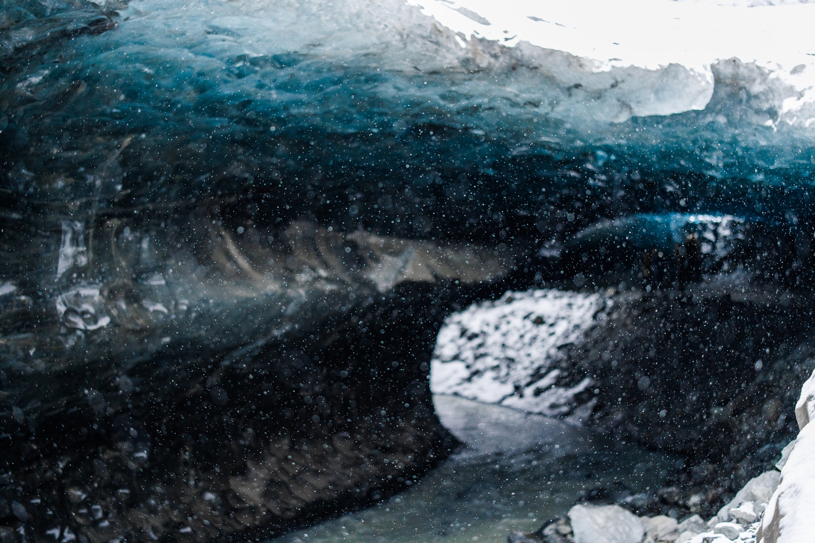 A snowy day at this Iceland ice cave - perfect for an adventurous elopement.