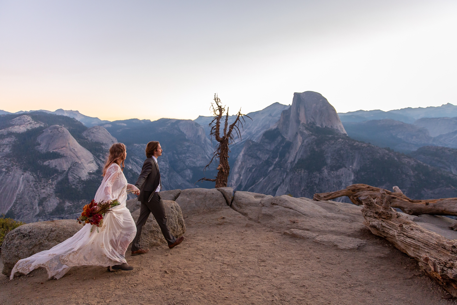 This couple had an adventurous Glacier Point elopement in Yosemite, CA.