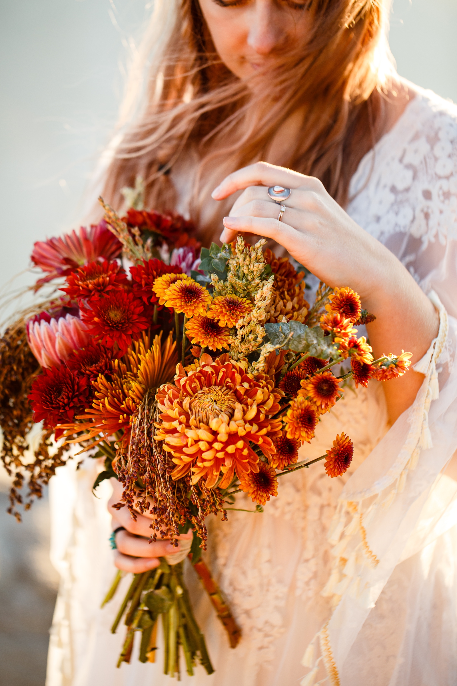 Yosemite bride with her wildflower bouquet.