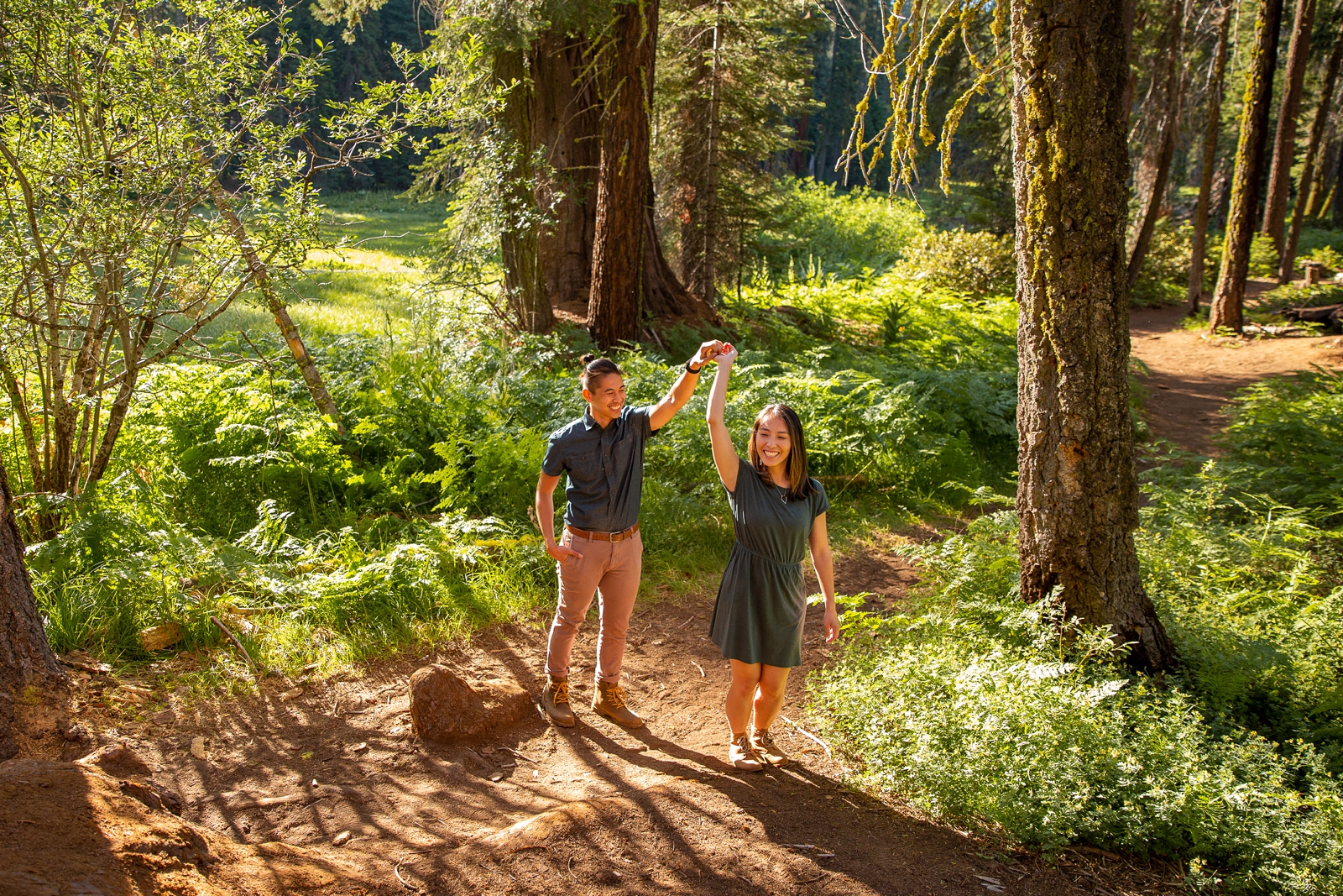 This couple got engaged at Sequoia National Park.