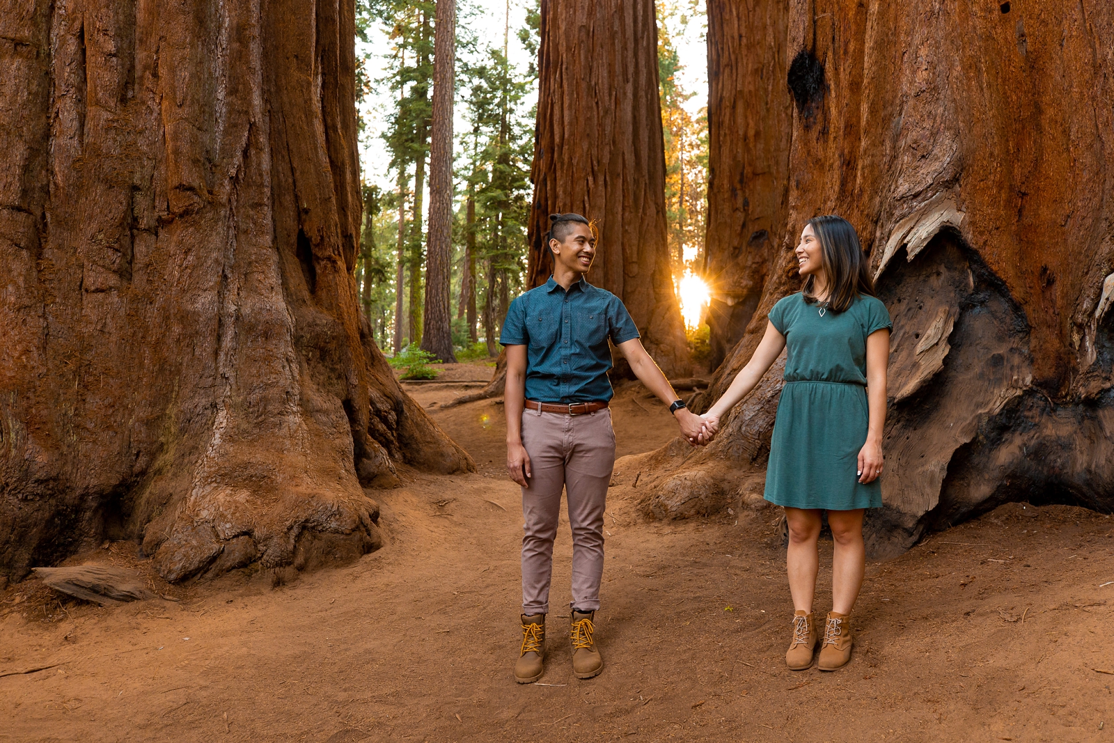 Golden Hour Sequoia National Park engagement session.