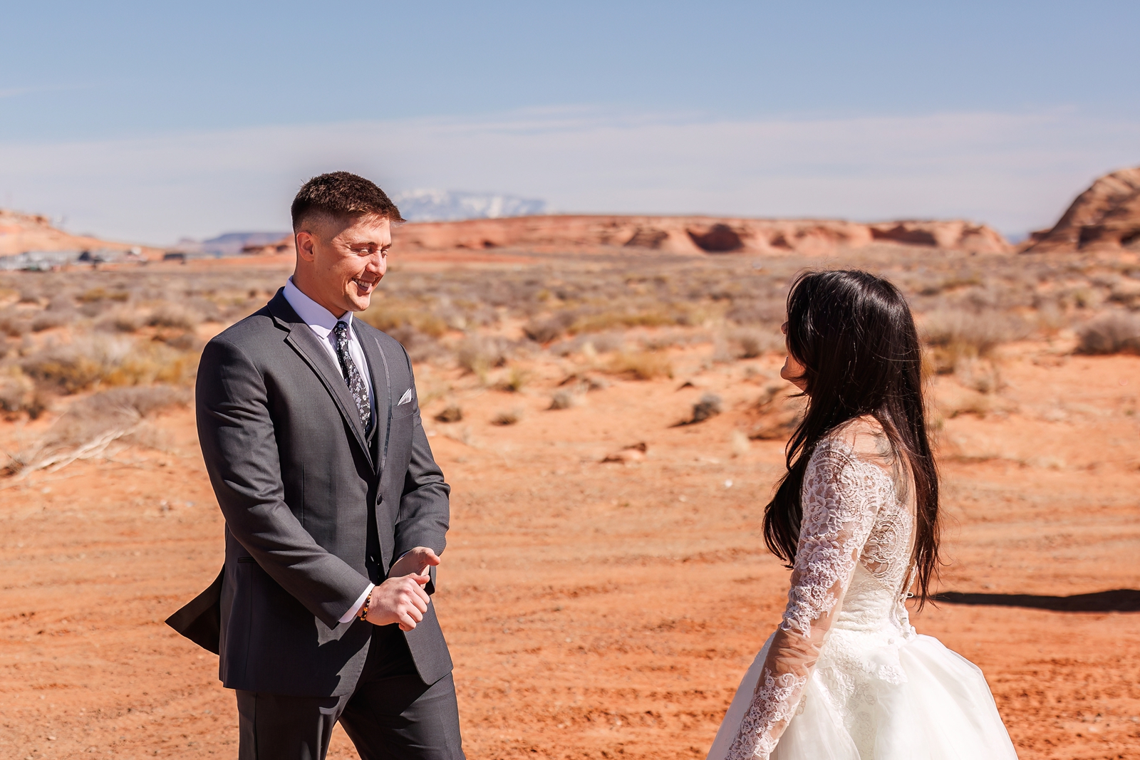 This couple eloped at Horseshoe Bend, Arizona and hiked the Nautilus slot canyon near Kanab, Utah as part of their celebrations