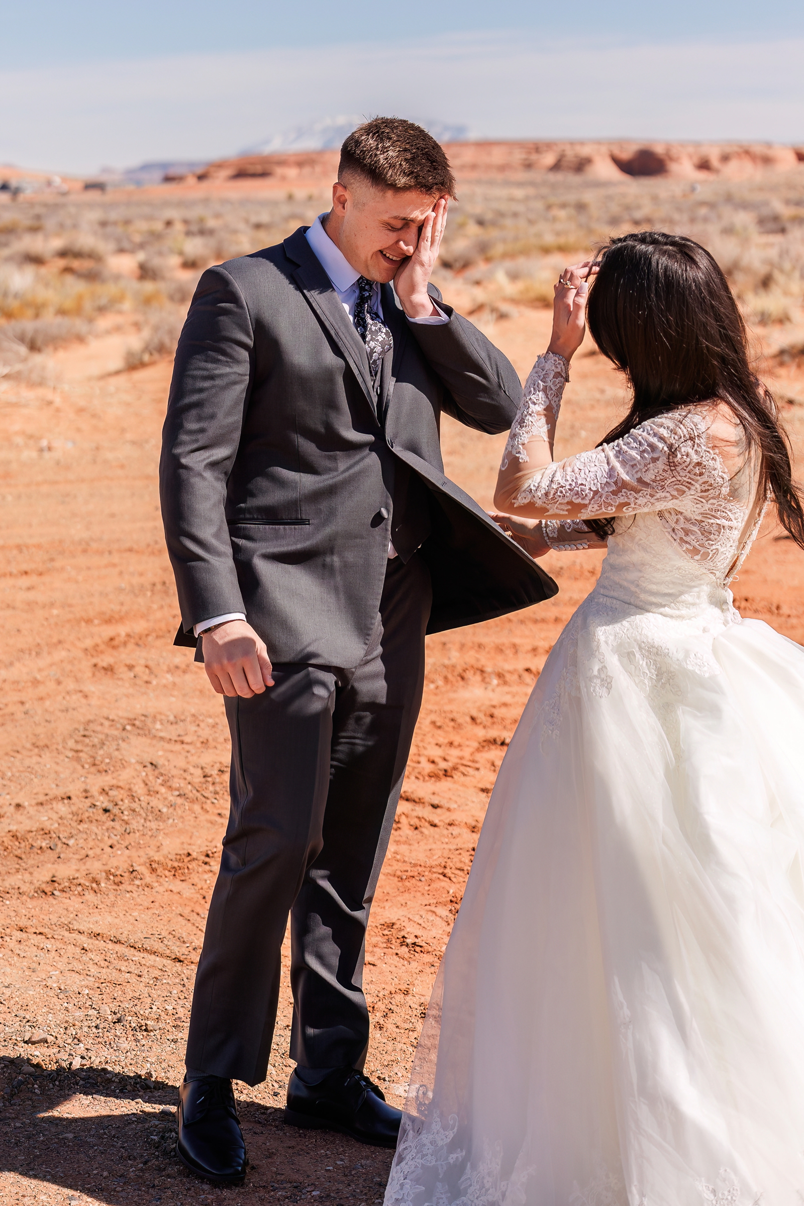 During this couples winter elopement, they hiked the wilderness of Arizona and Utah