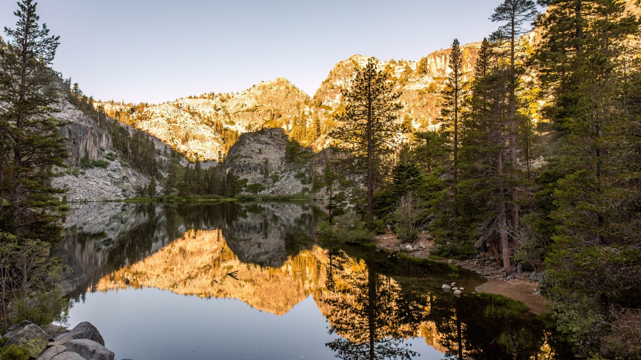 photo of mountains and lake around Lake Tahoe