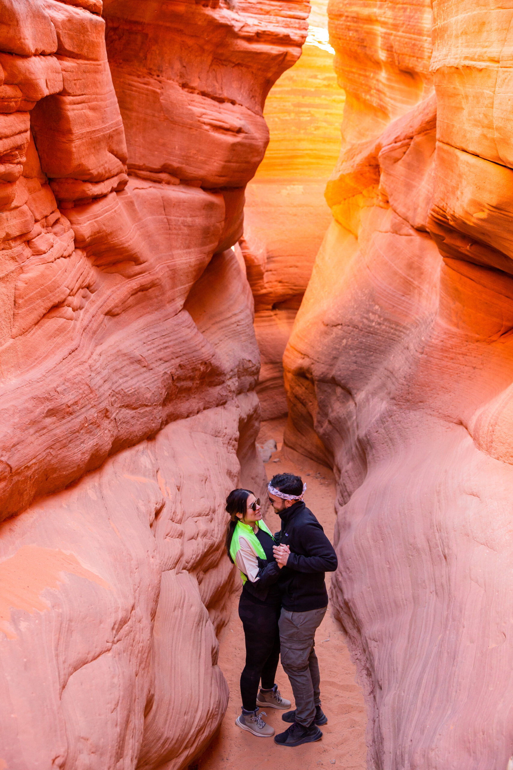 a couple holding each other and smiling in Utah 