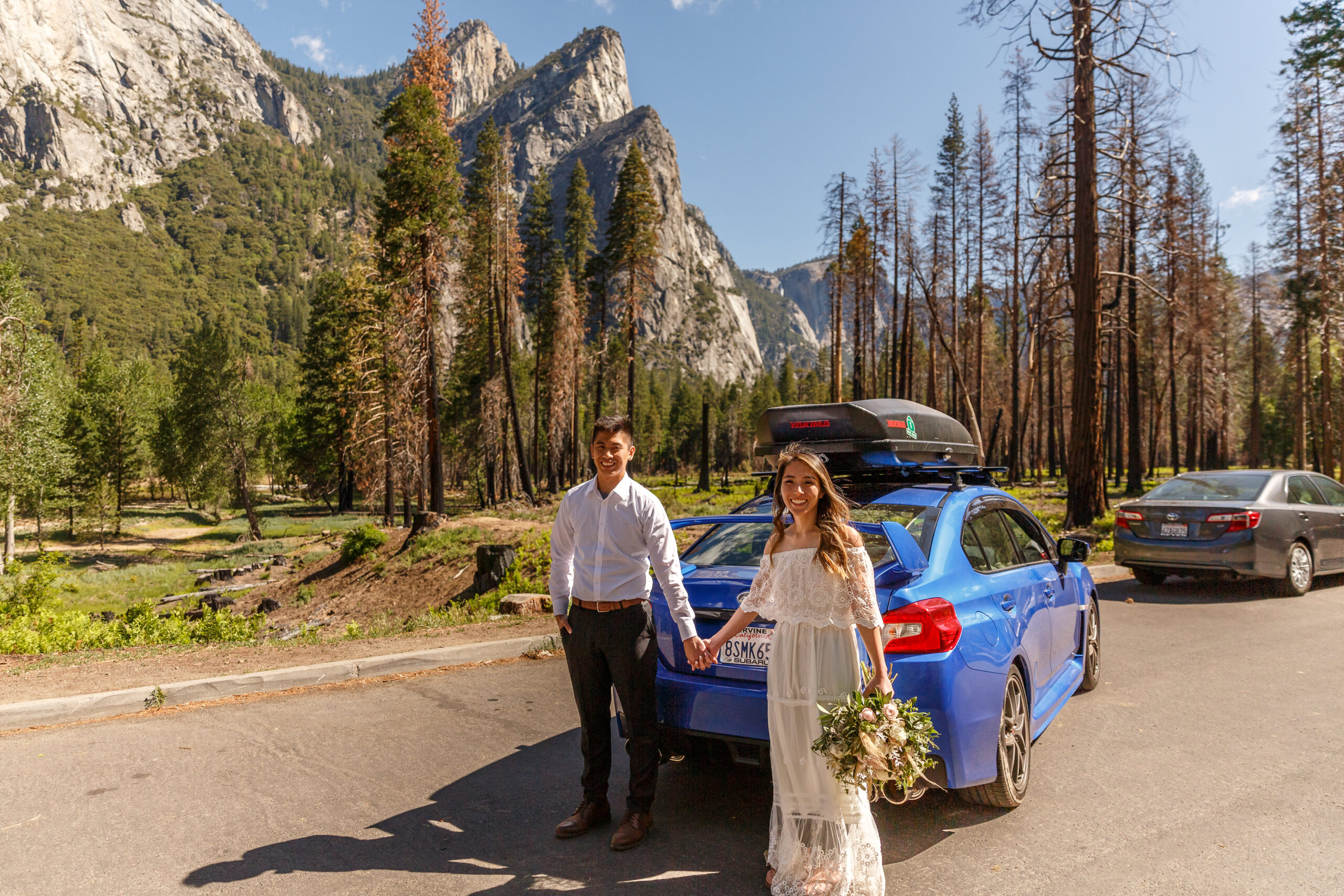 newly married couple at their After Wedding Photoshoot in Yosemite 