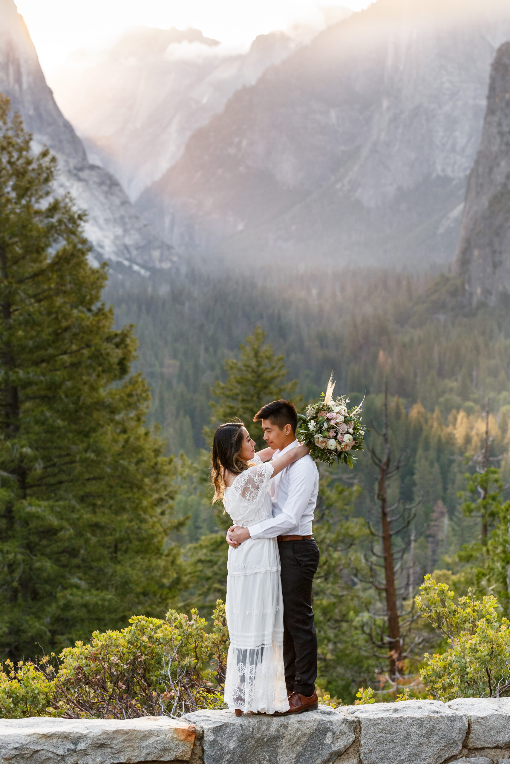 married couple at Yosemite for their After Wedding Photoshoot with epic views