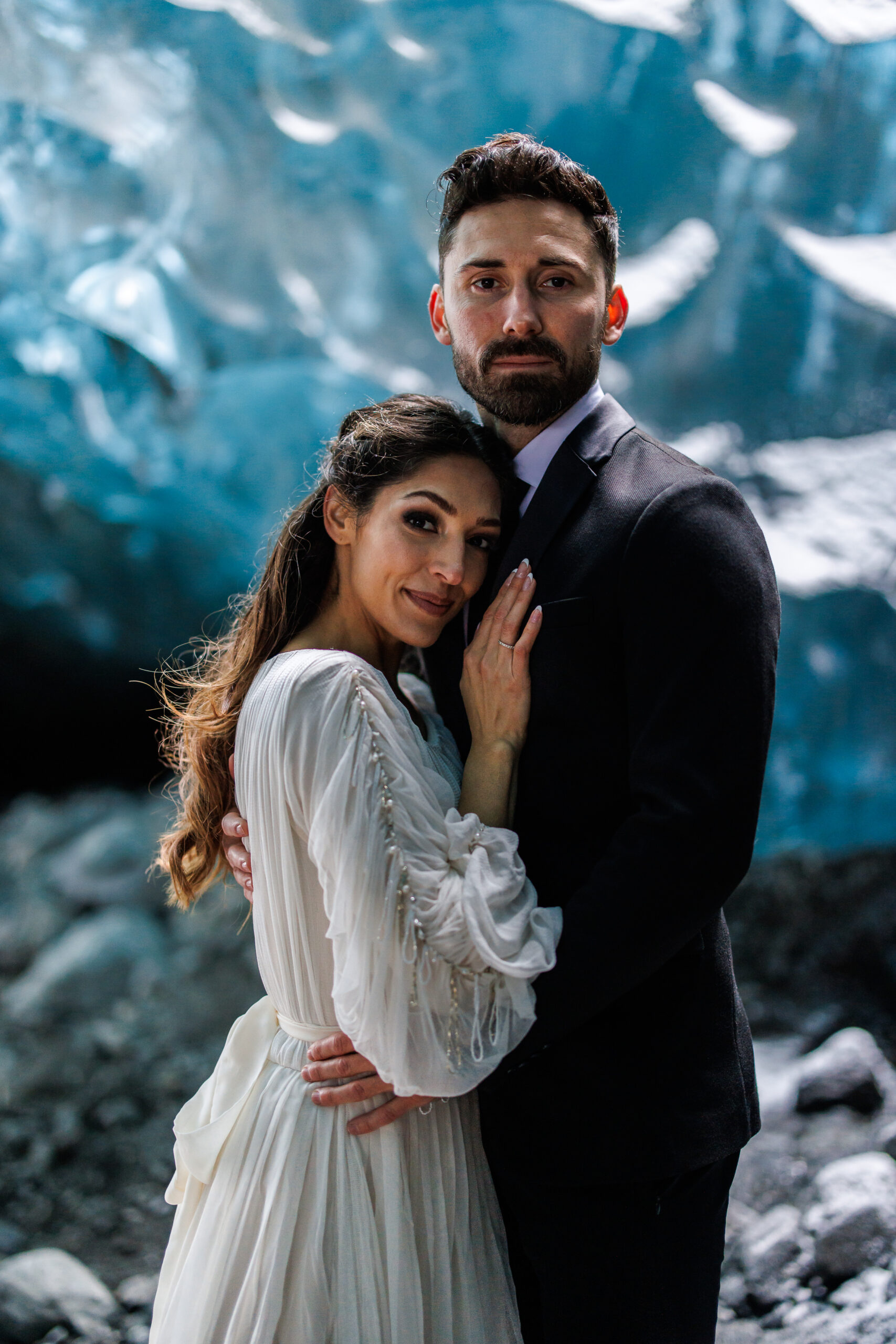 close up bridal couple portrait 