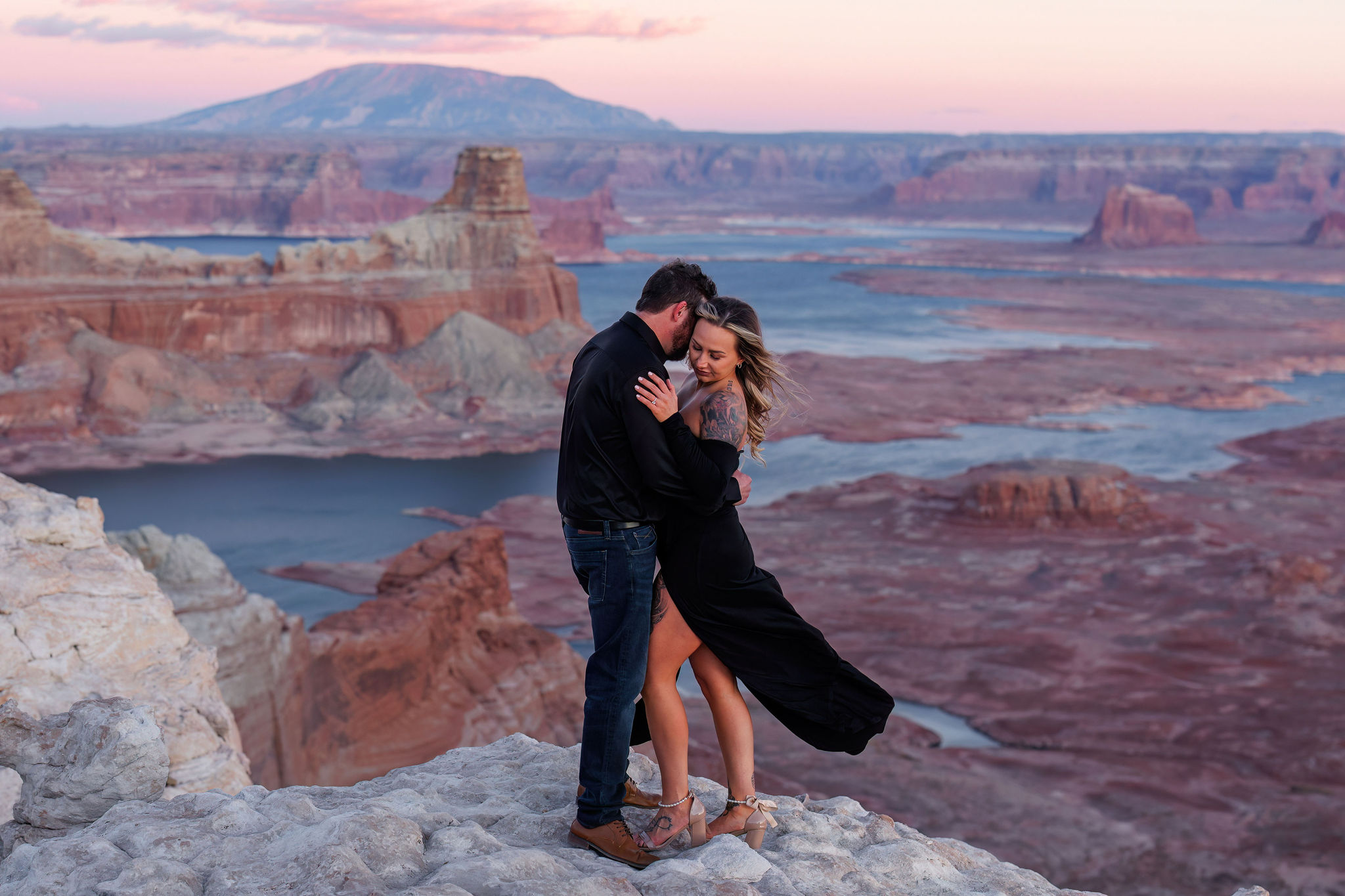 a couple at Lake Powell for their Utah engagement photos