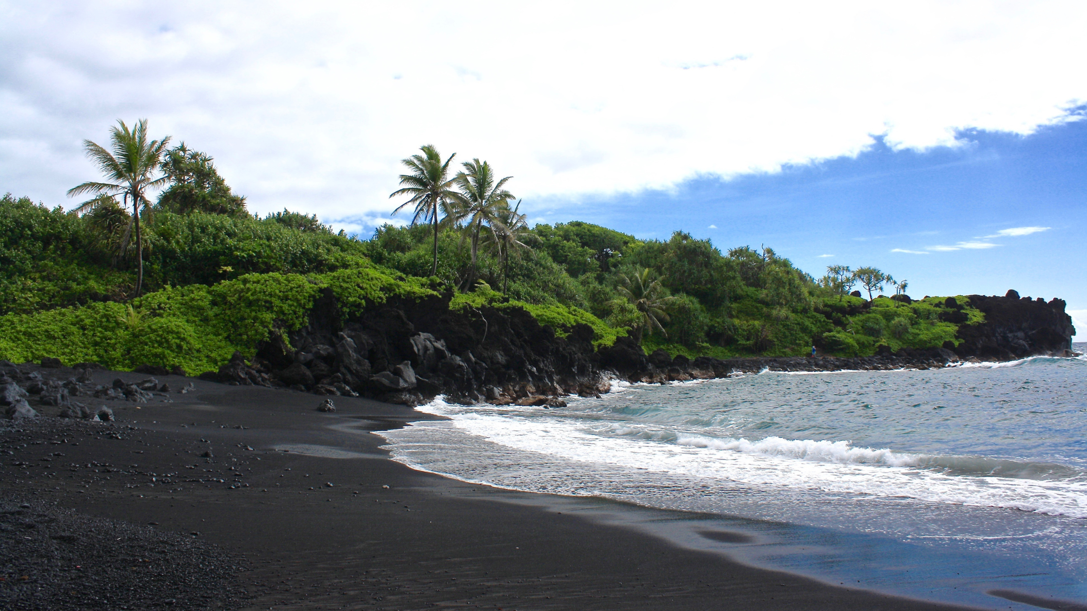 a black sand beach in Hawaii