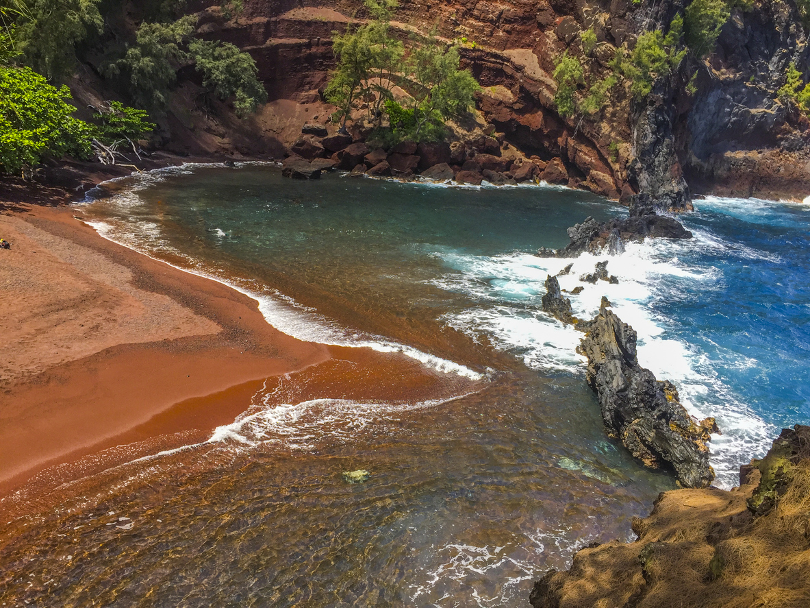 a red sand beach in Hawaii