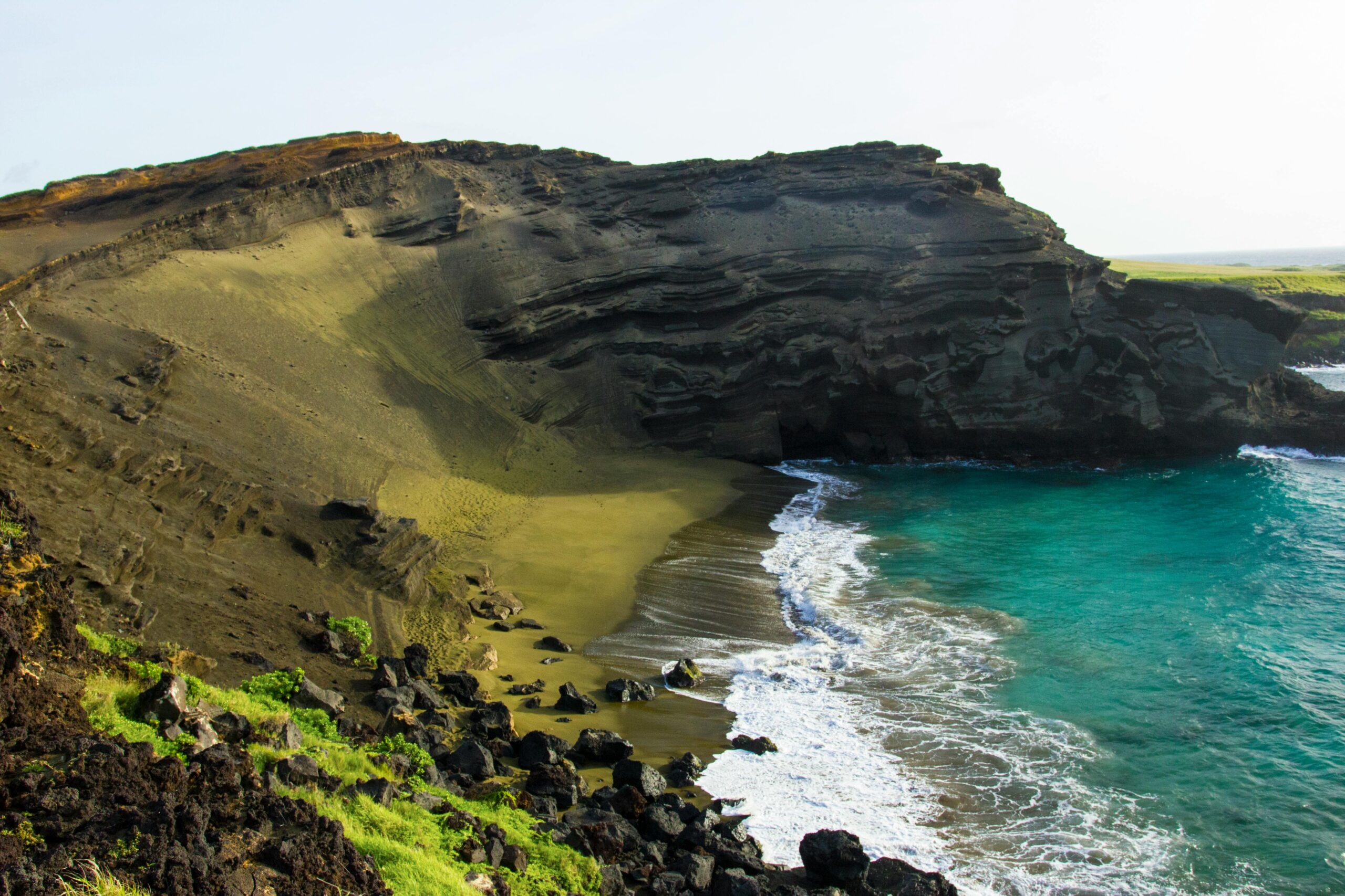 a green sand beach in Hawaii