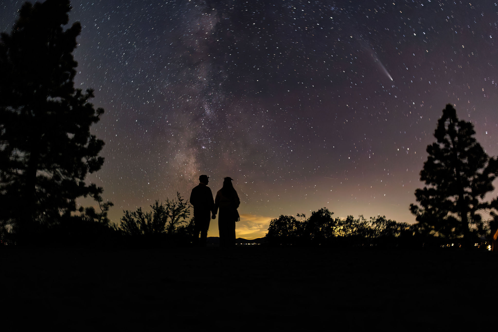 bridal couple portraits with the stars during their adventure elopement