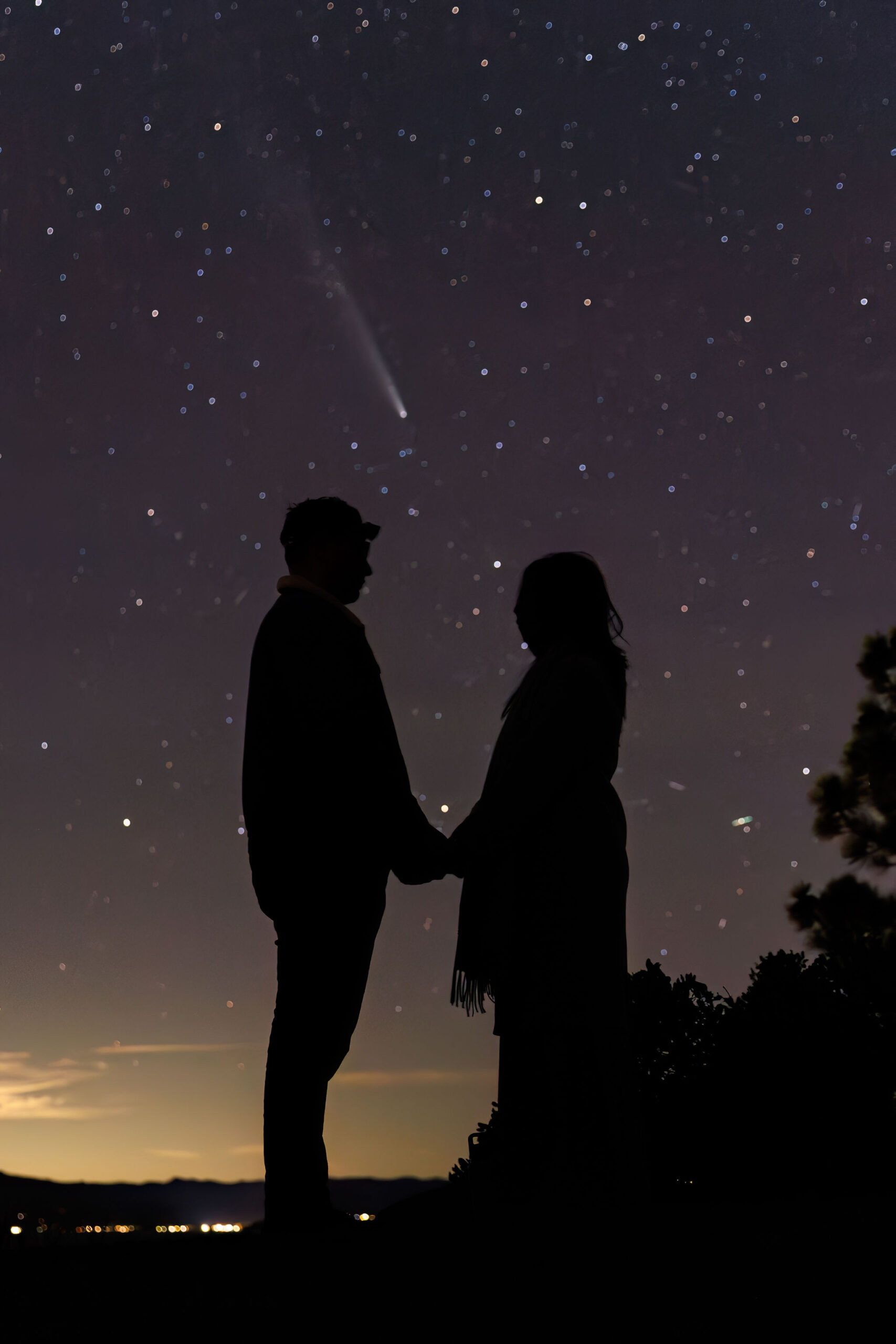 night time adventure elopement photos with the stars