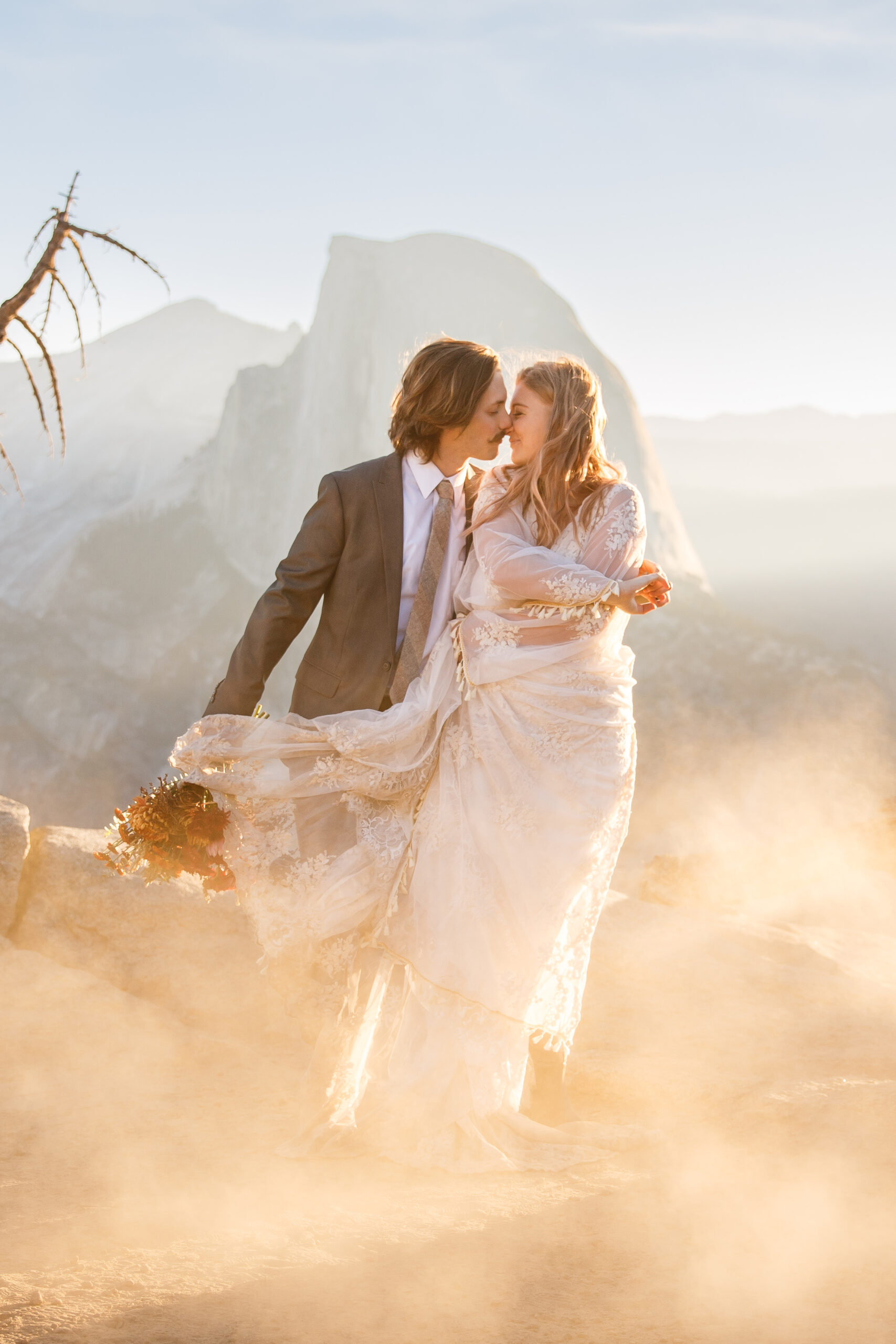 newly weds at the beginning of their elopement timeline